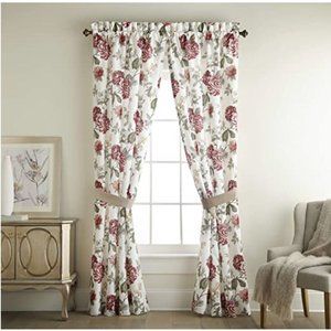 Croscill Fleur White Curtain Pole Top Panel Pair